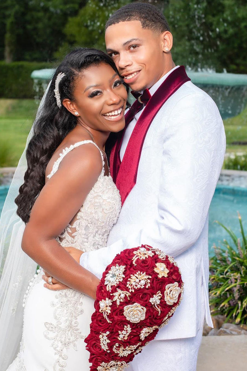 Load image into Gallery viewer, White Shawl Lapel 3 Piece Men's Wedding Suits