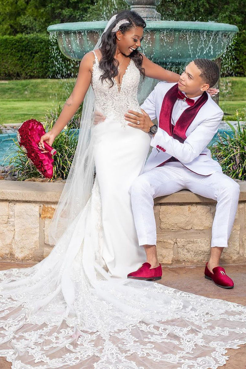 Load image into Gallery viewer, White Shawl Lapel 3 Piece Men's Wedding Suits