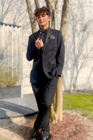 Load image into Gallery viewer, Black Notched Lapel 2 Piece Men's Prom Suits