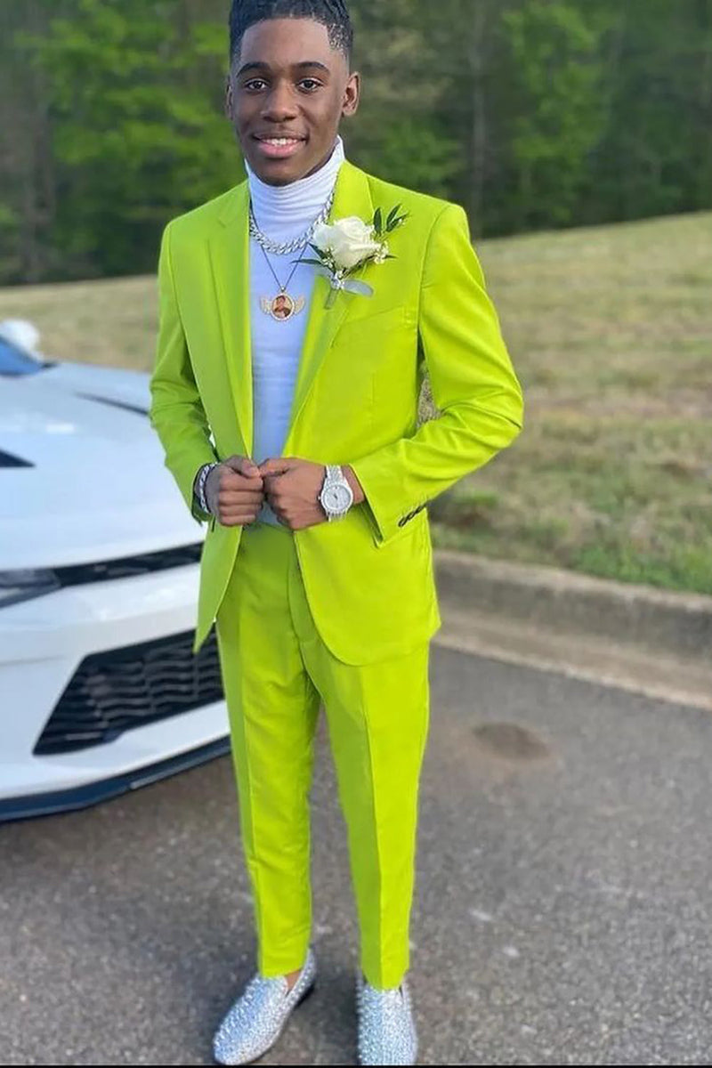 Load image into Gallery viewer, Lemon Yellow Notched Lapel 2 Piece Men's Prom Suits
