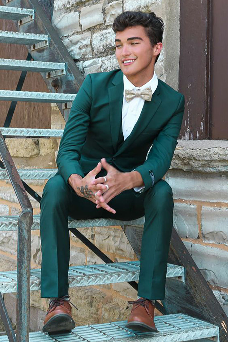 Load image into Gallery viewer, Dark Green Notched Lapel 3 Piece Men's Prom Suits