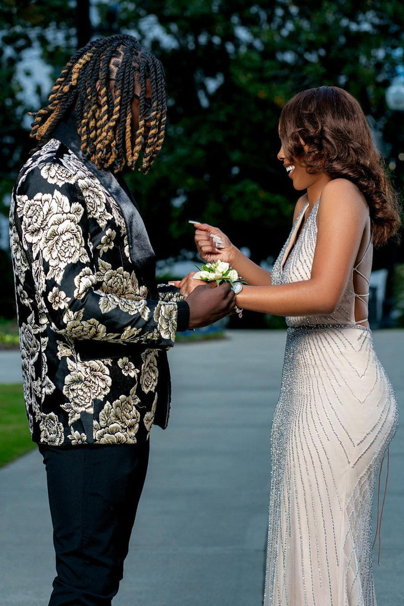 Load image into Gallery viewer, Shawl Lapel Jacquard Flower Men's Prom Blazer