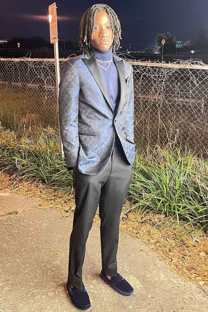 Load image into Gallery viewer, Dark Blue Peak Lapel Men's Prom Blazer