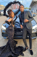 Load image into Gallery viewer, Black Shawl Lapel Slim Men's Prom Blazer