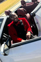 Load image into Gallery viewer, Peak Lapel Red Men's Blazer for Party