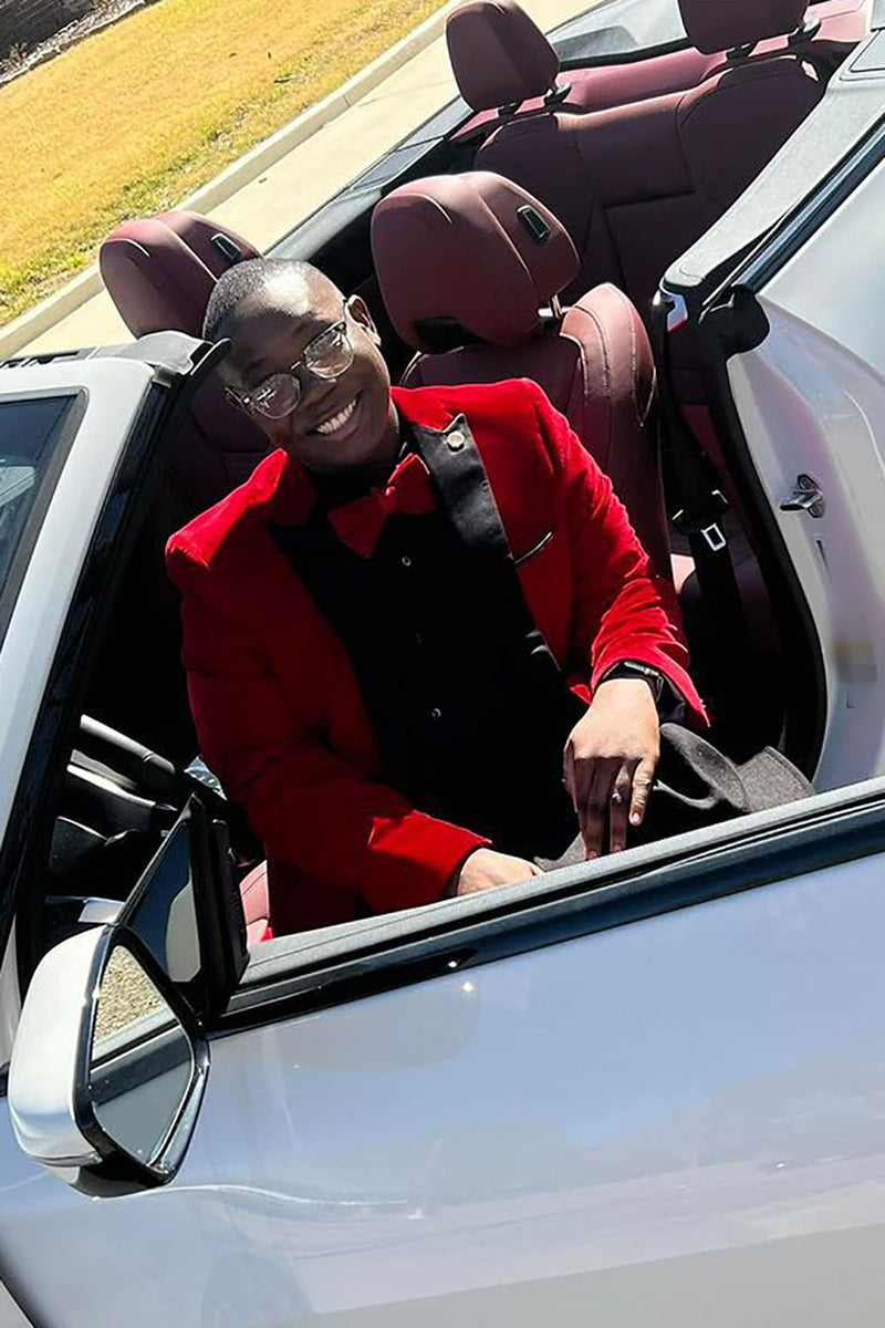 Load image into Gallery viewer, Peak Lapel Red Men's Blazer for Party