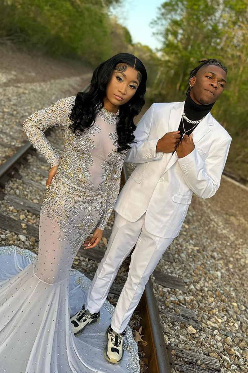 Load image into Gallery viewer, Silm Fit Notched Lapel White Men's Prom Suits