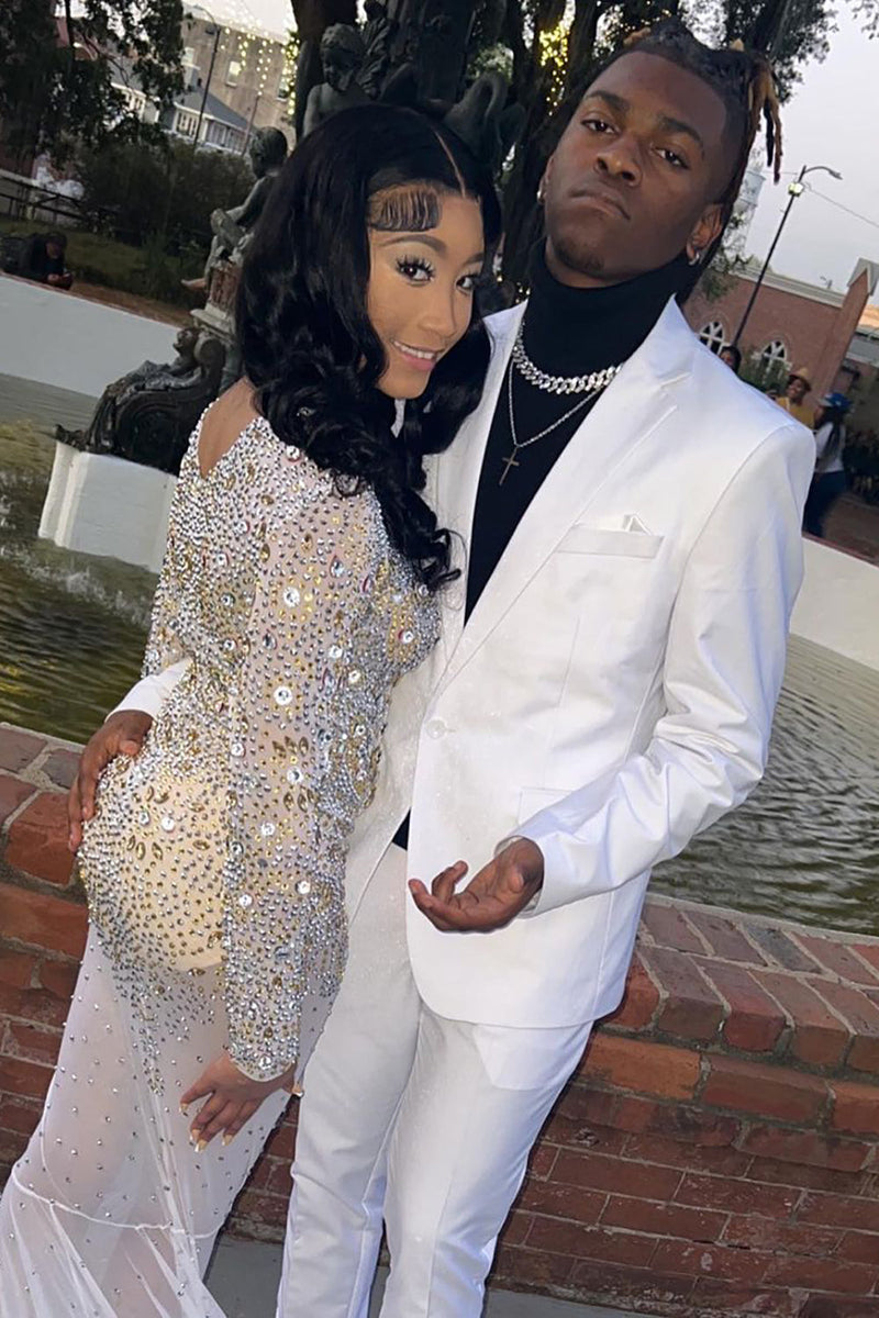 Load image into Gallery viewer, Silm Fit Notched Lapel White Men's Prom Suits