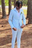 Load image into Gallery viewer, Shawl Lapel Light Blue One Button Men's Prom Suits