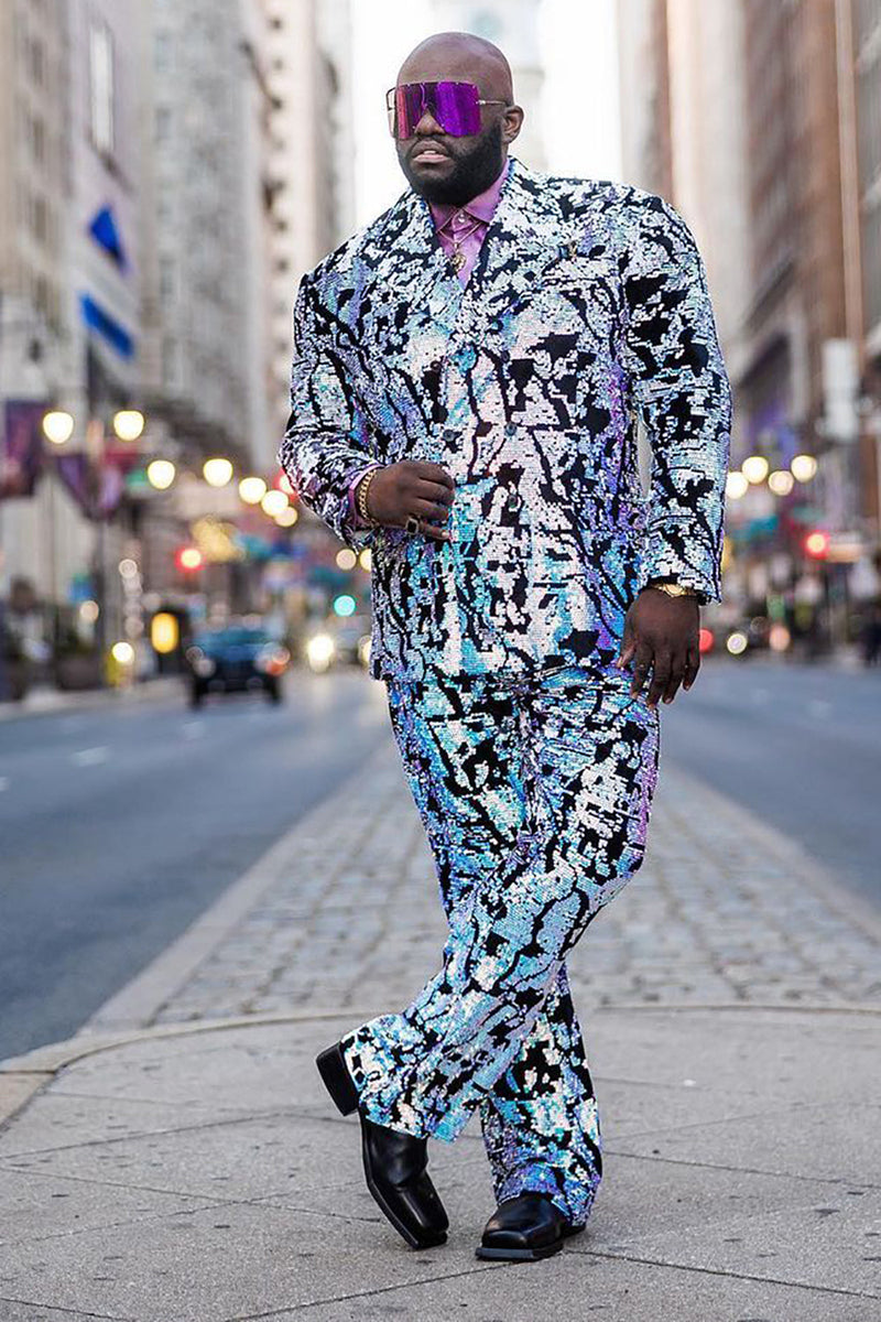 Load image into Gallery viewer, Notched Lapel One Button White Sequins Men's Prom Suits