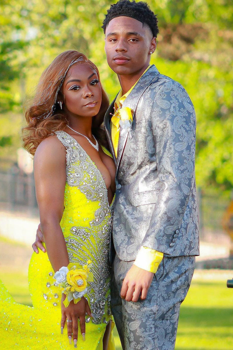 Load image into Gallery viewer, Silver Notched Lapel 2 Piece Men's Prom Suits