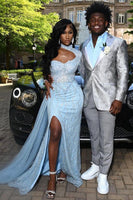 Load image into Gallery viewer, Silver Peak Lapel 2 Piece Men's Prom Suits