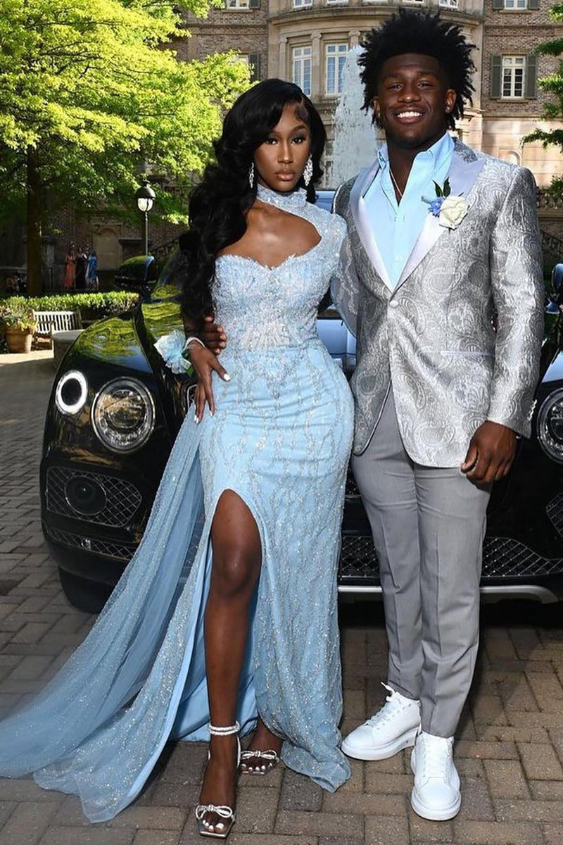 Load image into Gallery viewer, Silver Peak Lapel 2 Piece Men's Prom Suits