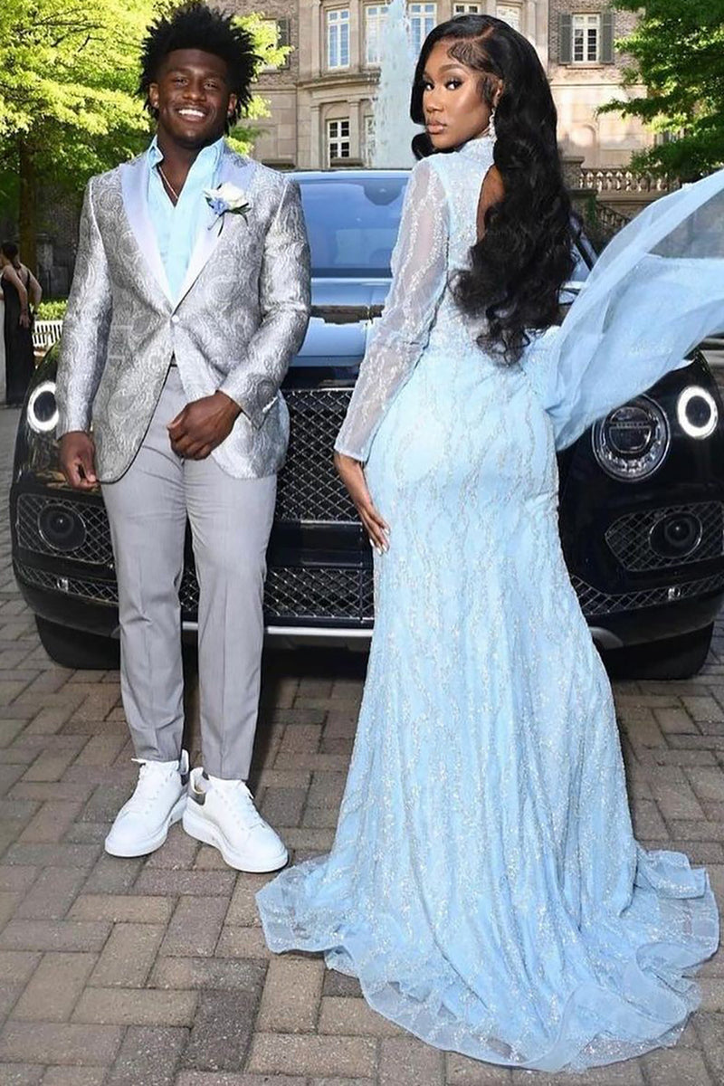 Load image into Gallery viewer, Silver Peak Lapel 2 Piece Men's Prom Suits