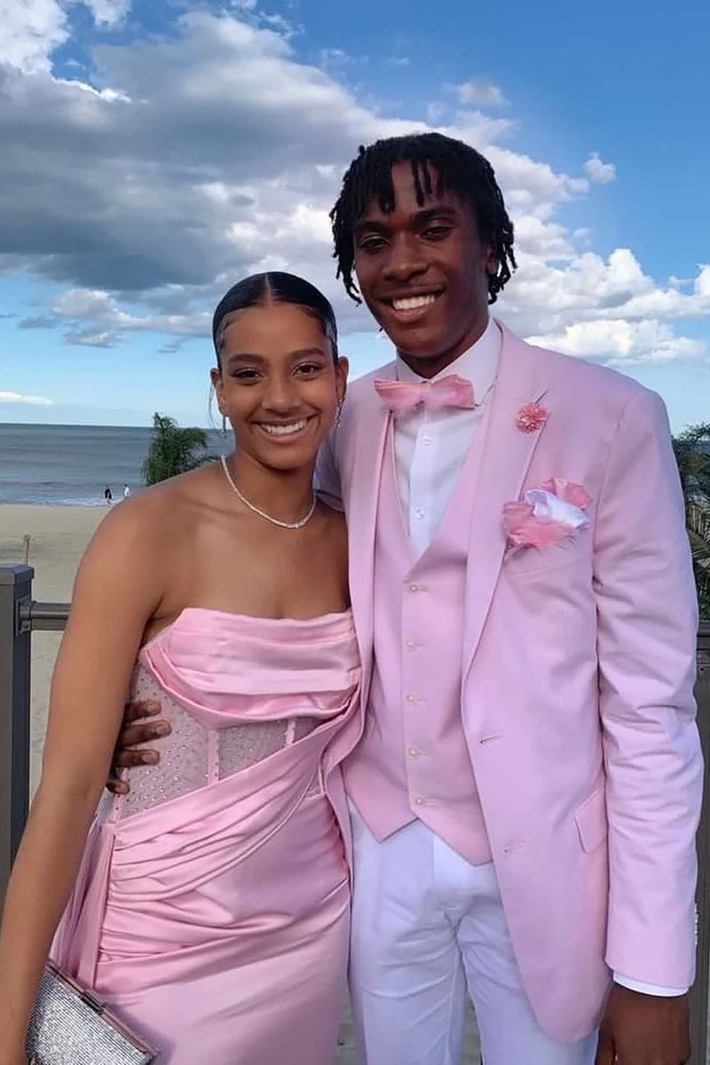 Load image into Gallery viewer, Pink Notched Lapel 3 Piece Men's Prom Suits