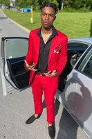Load image into Gallery viewer, Red Notched Lapel 2 Piece Men's Prom Suits