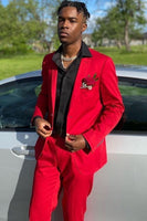 Load image into Gallery viewer, Red Notched Lapel 2 Piece Men's Prom Suits