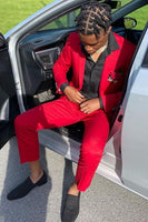 Load image into Gallery viewer, Red Notched Lapel 2 Piece Men's Prom Suits