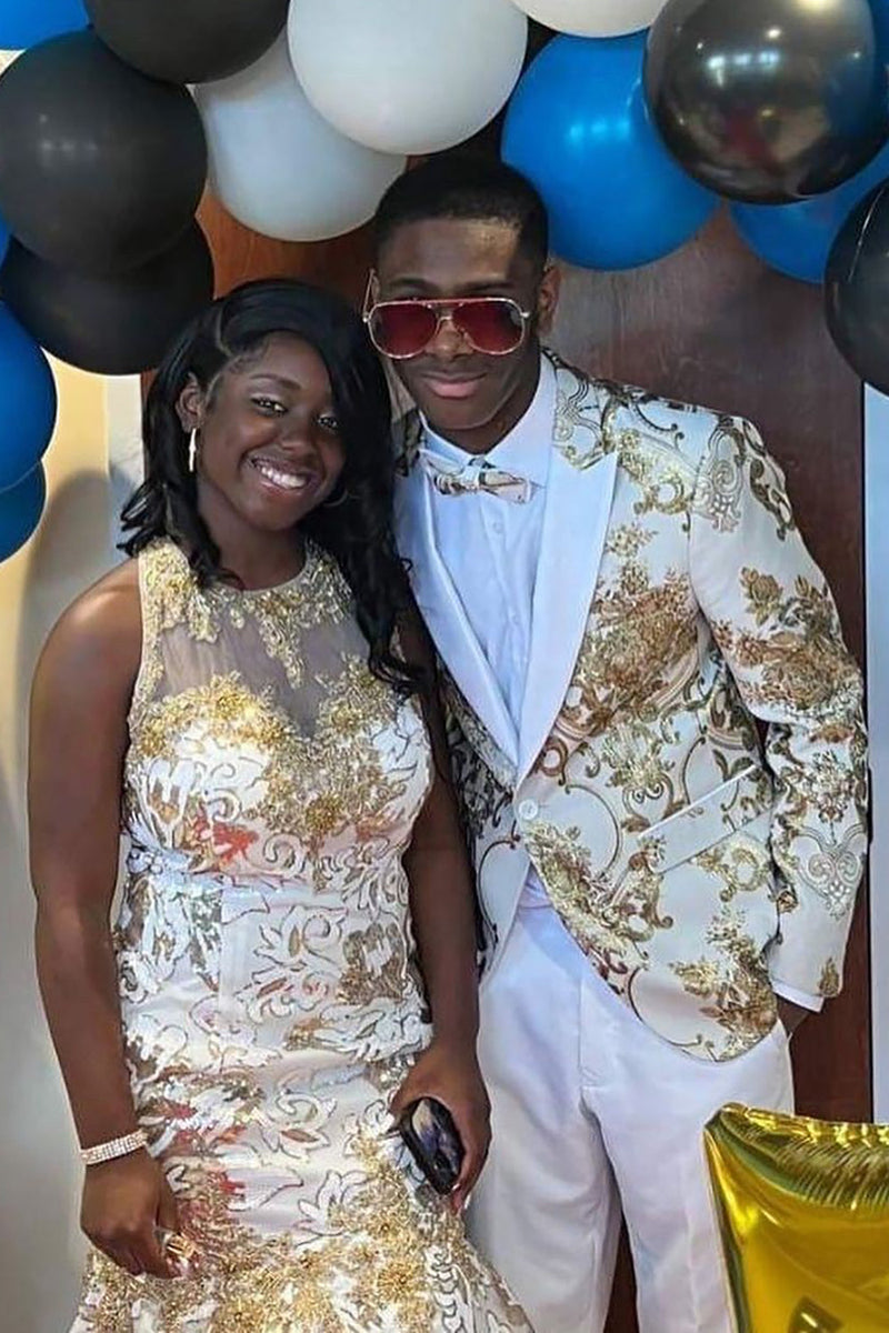 Load image into Gallery viewer, Champagne Peak Lapel Sequins Men's Prom Blazer