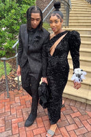 Load image into Gallery viewer, Black Shawl Lapel Jacquard 2 Piece Men's Prom Suits