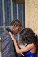 Load image into Gallery viewer, Dark Blue Shawl Lapel Sparkly Men's Prom Blazer