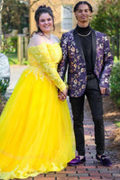 Load image into Gallery viewer, Purple Shawl Lapel Print Men's Prom Blazer