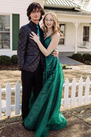 Load image into Gallery viewer, Black Peak Lapel Print Men's Prom Blazer