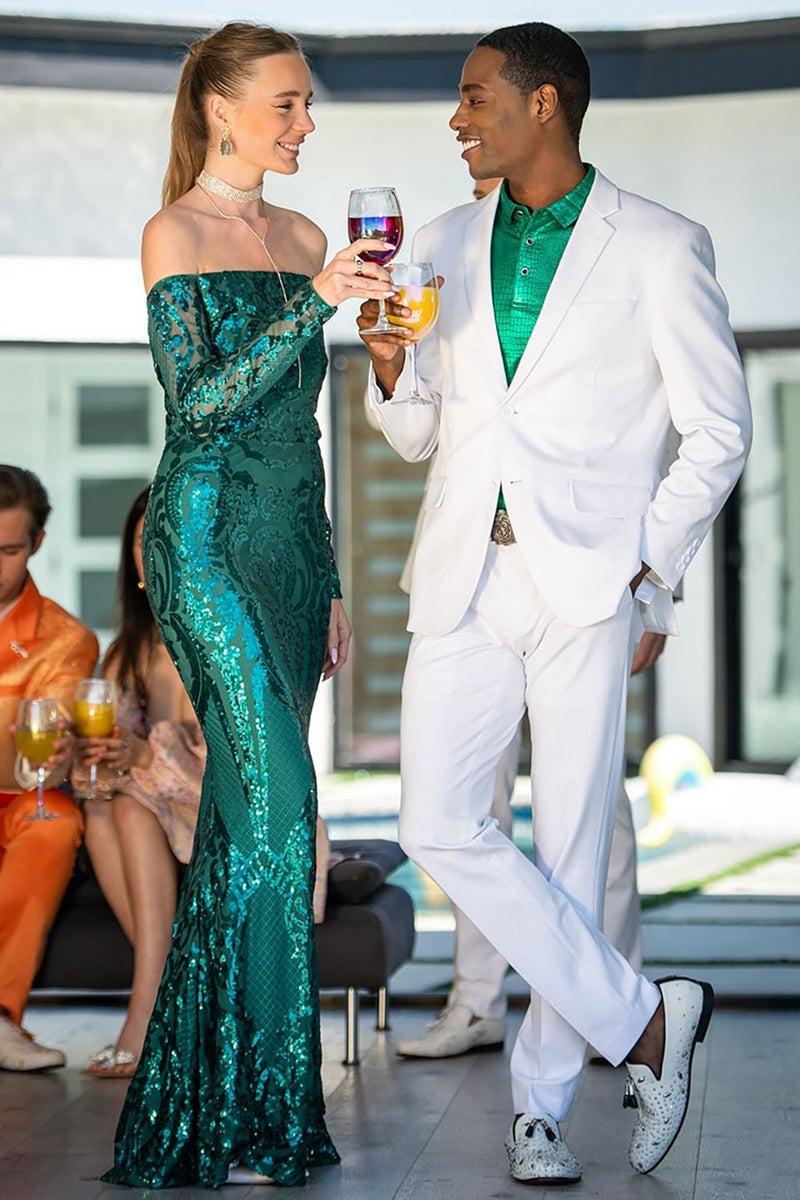 Load image into Gallery viewer, White Notched Lapel 2 Piece Men's Prom Suits