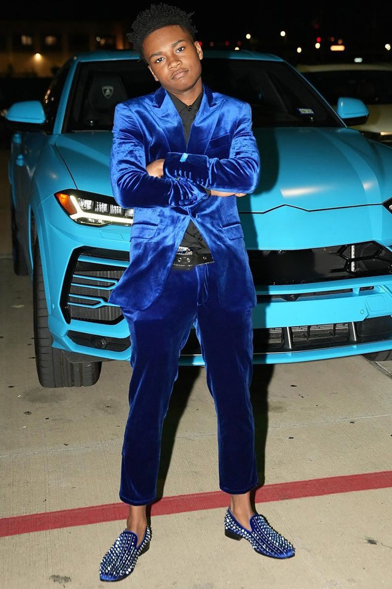 Load image into Gallery viewer, Royal Blue Peak Lapel 2 Piece Men's Prom Suits