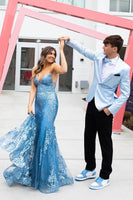 Load image into Gallery viewer, Light Blue Shawl Lapel Men's Prom Blazer