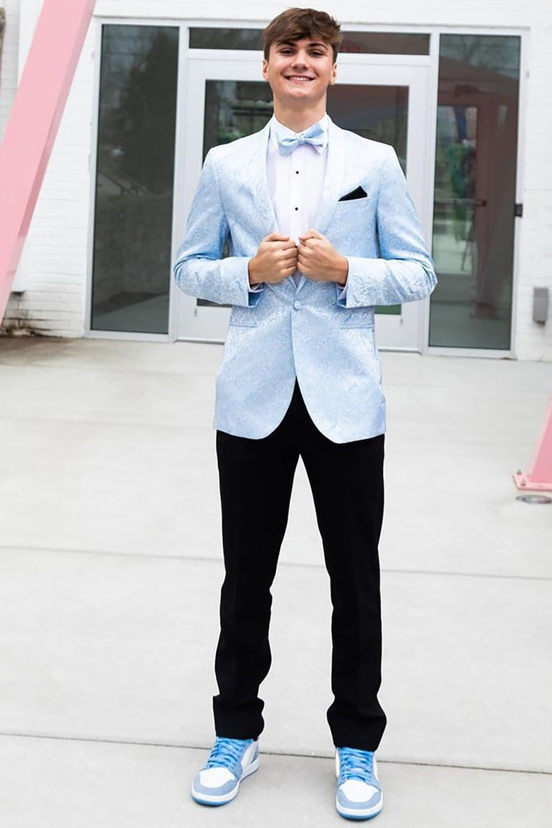 Load image into Gallery viewer, Light Blue Shawl Lapel Men's Prom Blazer