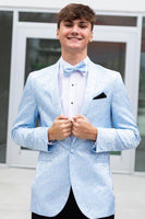 Load image into Gallery viewer, Light Blue Shawl Lapel Men's Prom Blazer
