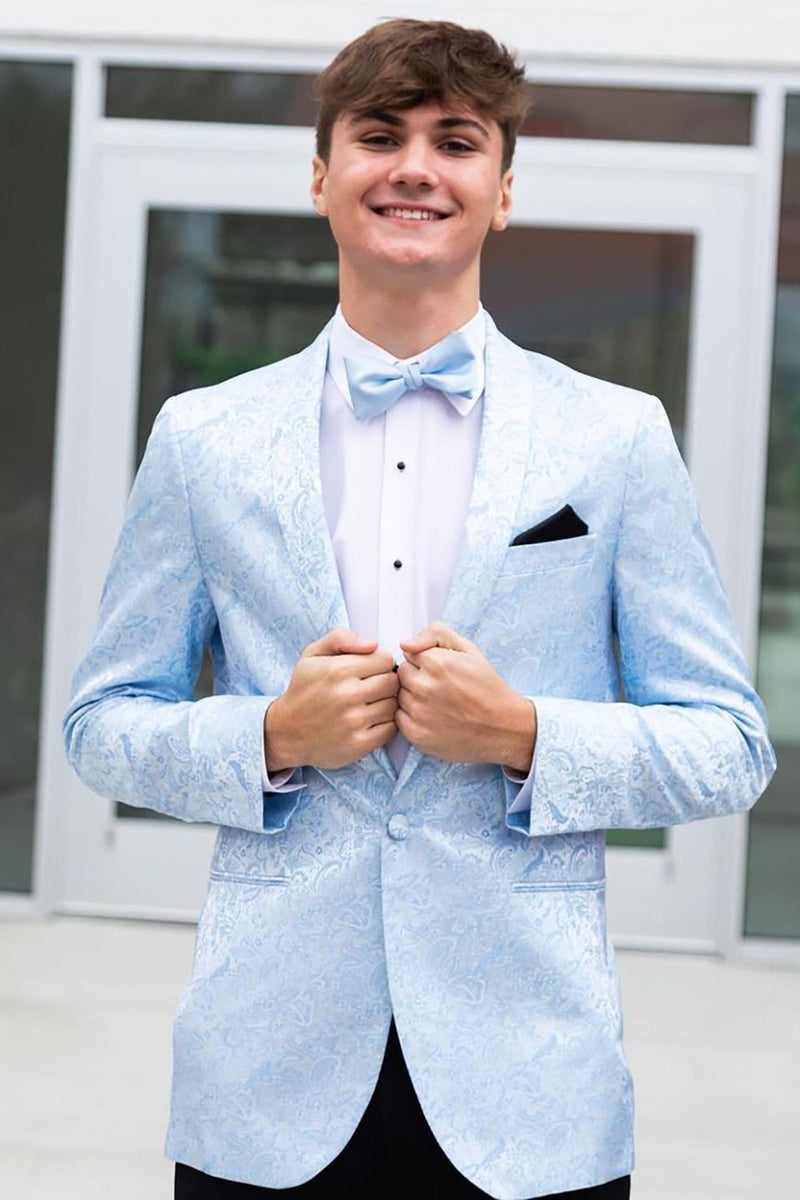Load image into Gallery viewer, Light Blue Shawl Lapel Men's Prom Blazer