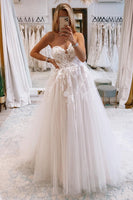 Load image into Gallery viewer, Ivory Long Tulle A-Line Wedding Dress with Lace