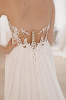 Load image into Gallery viewer, White Sweetheart Long Lace Boho Wedding Dress with Slit