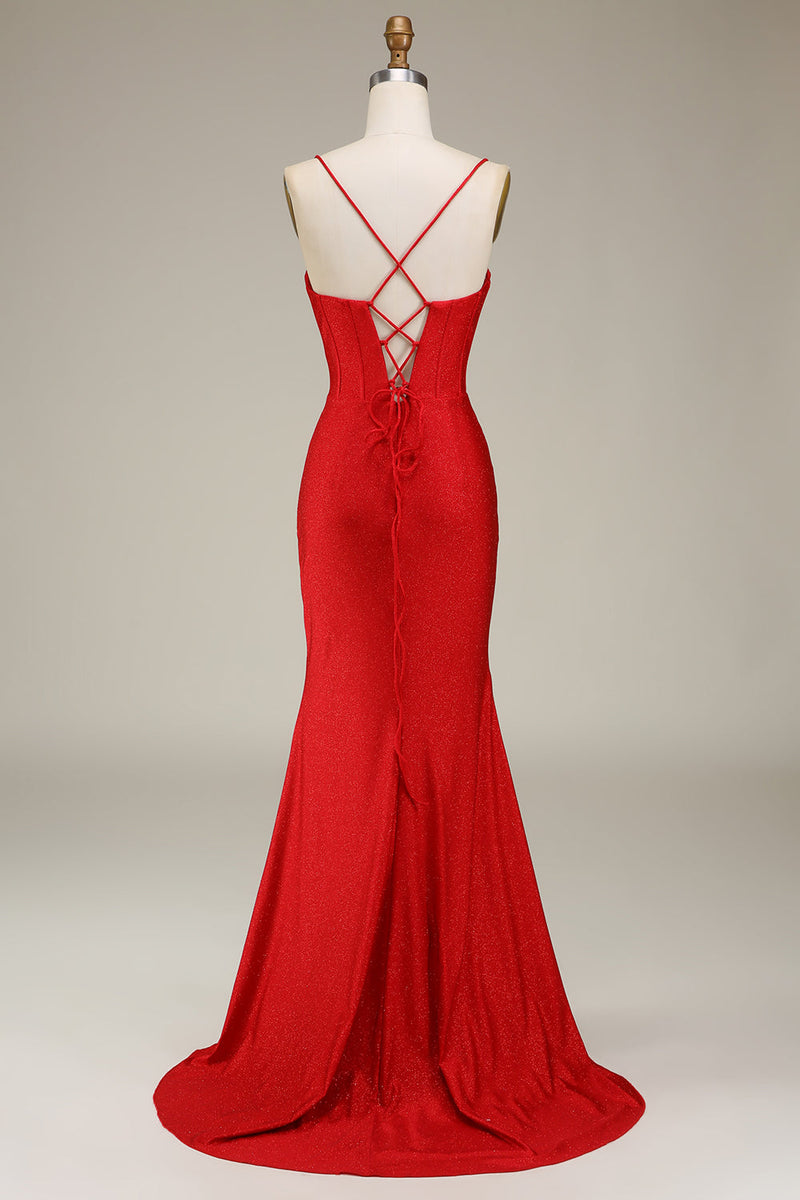 Load image into Gallery viewer, Satin Spaghetti Straps Lilac Prom Dress with Corset