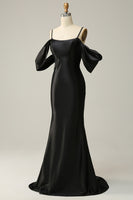 Load image into Gallery viewer, Black Off the Shoulder Mermaid Prom Dress with Backless