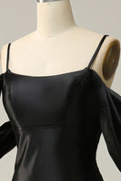 Load image into Gallery viewer, Black Off the Shoulder Mermaid Prom Dress with Backless