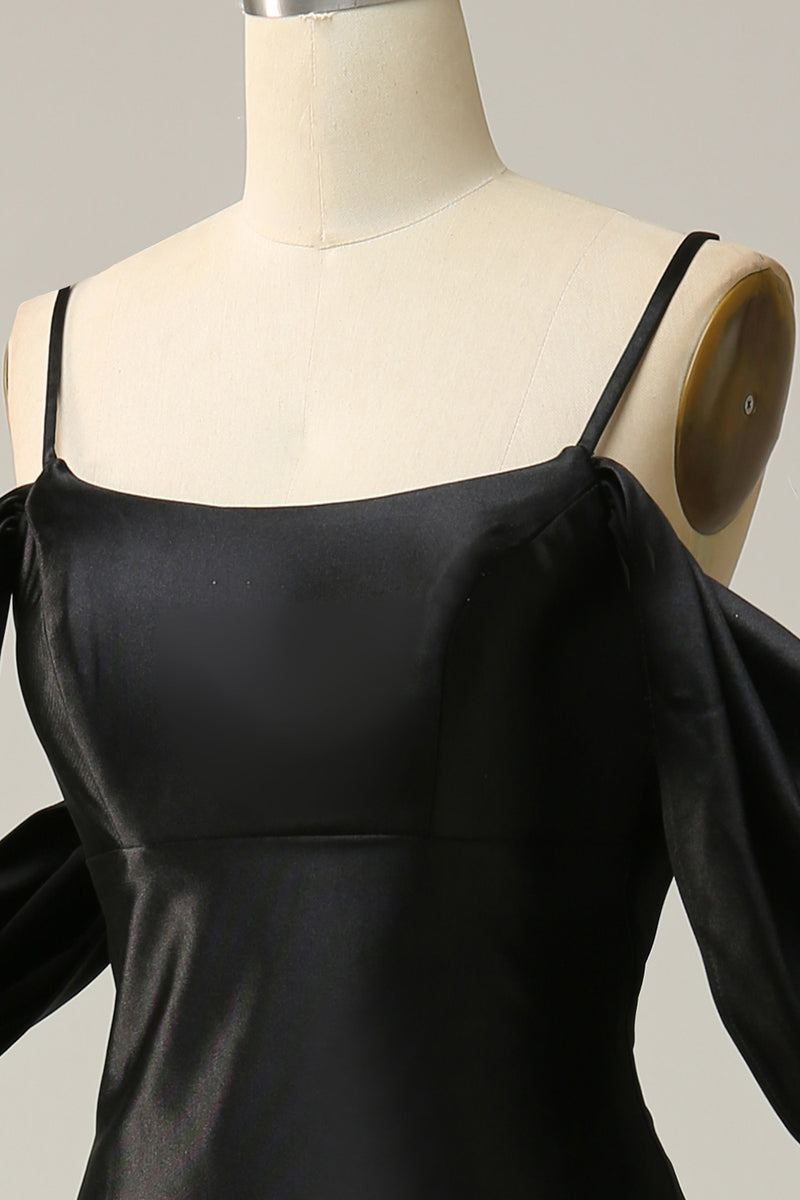 Load image into Gallery viewer, Black Off the Shoulder Mermaid Prom Dress with Backless