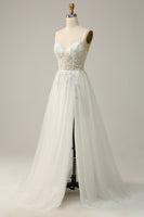 Load image into Gallery viewer, White Spaghetti Straps Corset Prom Dress with Beading