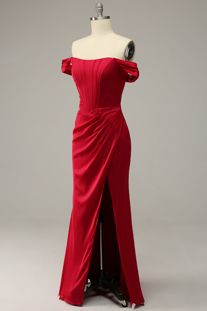 Mermaid Off The Shoulder Burgundy Plus Size Wedding Party Dress
