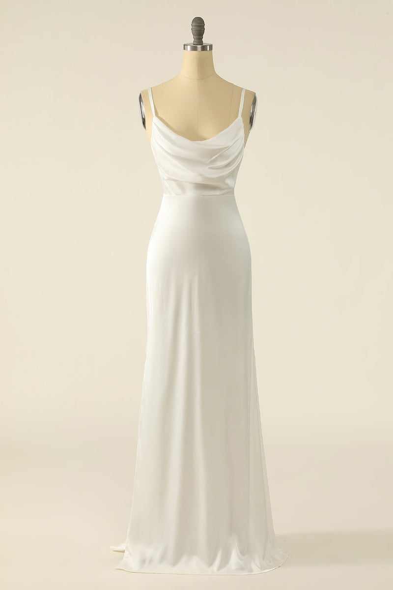 Hellymoon Women Simple Wedding Dress Spaghetti Straps Ivory Satin A-Line Bridal Dress hellymoonuk Hellymoon Women Simple Wedding Dress Spaghetti Straps Ivory Satin A-Line Bridal Dress hellymoonuk