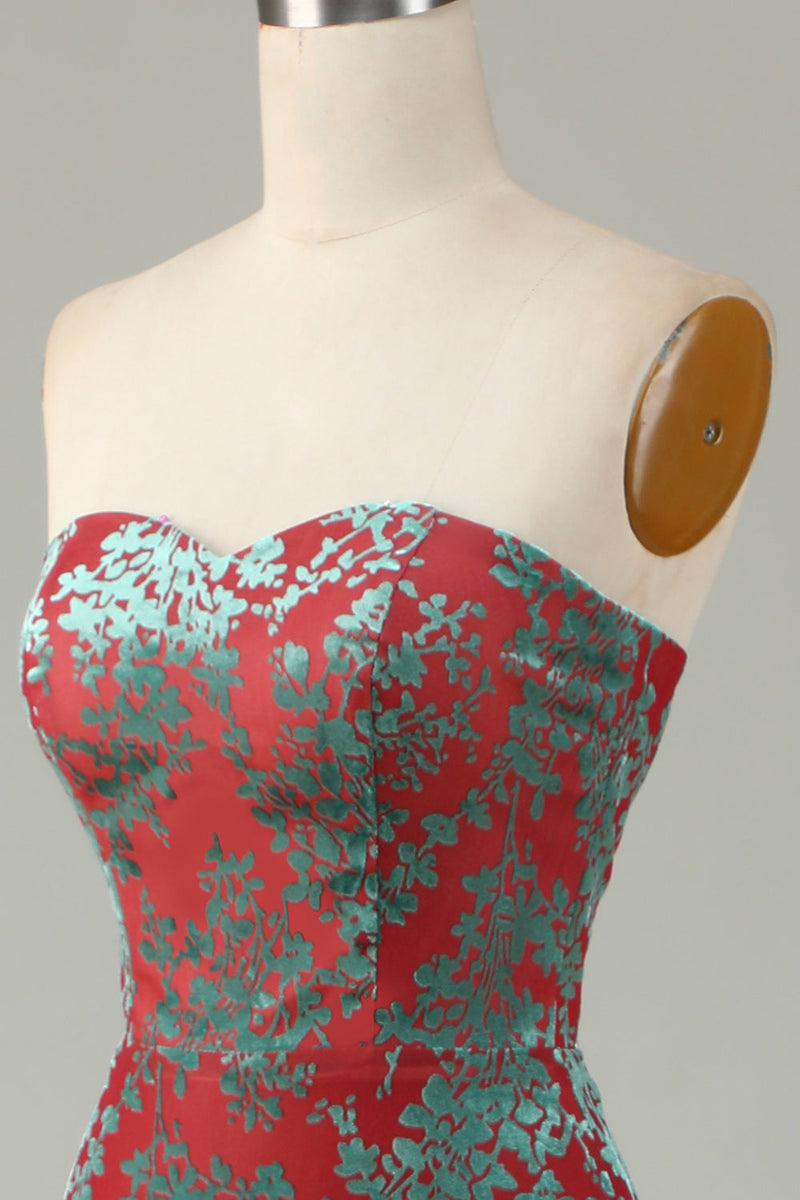 Load image into Gallery viewer, Mermaid Strapless Rust Velvet Bridesmaid Dress