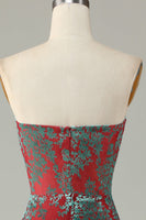 Load image into Gallery viewer, Mermaid Strapless Rust Velvet Bridesmaid Dress