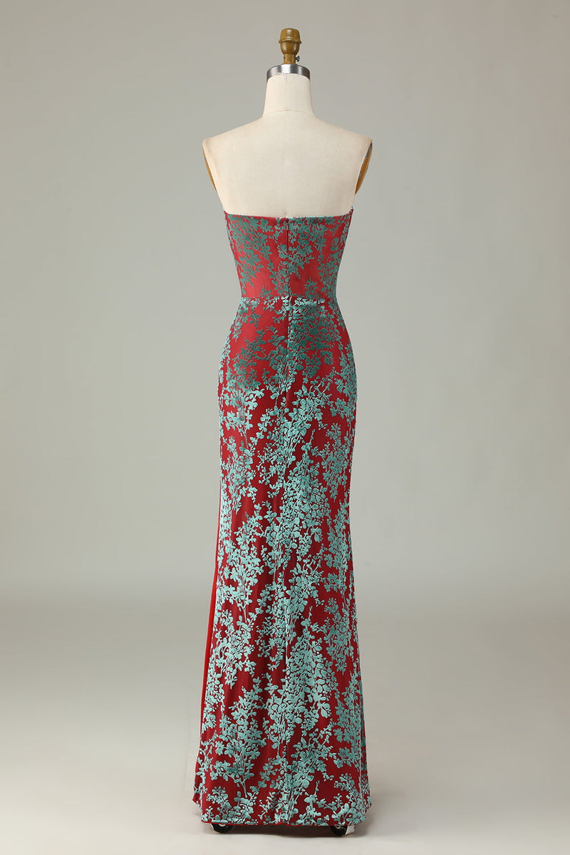 Load image into Gallery viewer, Mermaid Strapless Rust Velvet Bridesmaid Dress