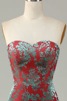 Load image into Gallery viewer, Mermaid Strapless Rust Velvet Bridesmaid Dress