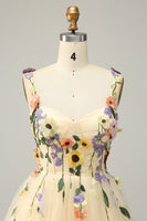 Load image into Gallery viewer, A Line Spaghetti Straps Green Short Prom Dress with Appliques