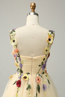 Load image into Gallery viewer, A Line Spaghetti Straps Green Short Prom Dress with Appliques