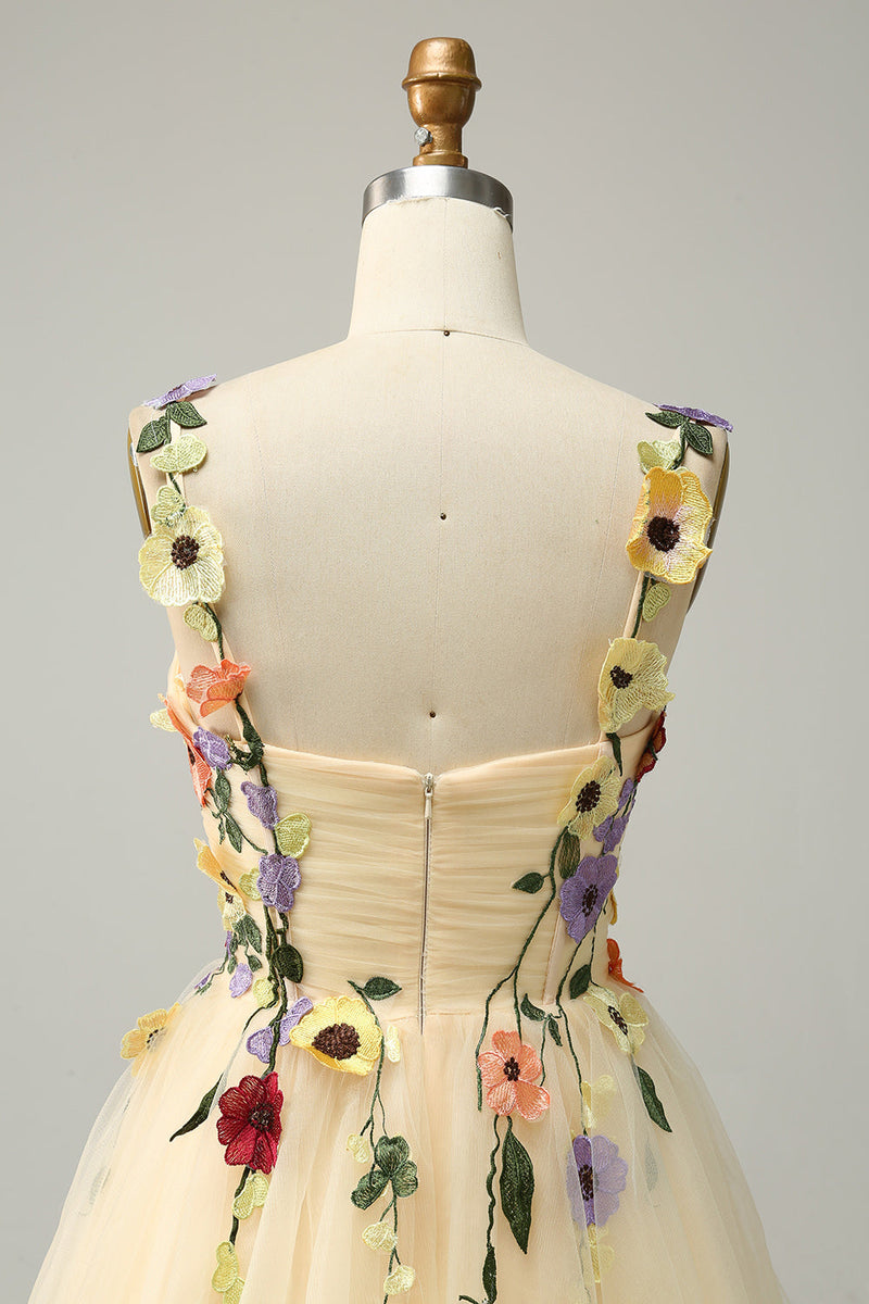 Load image into Gallery viewer, A Line Spaghetti Straps Green Short Prom Dress with Appliques