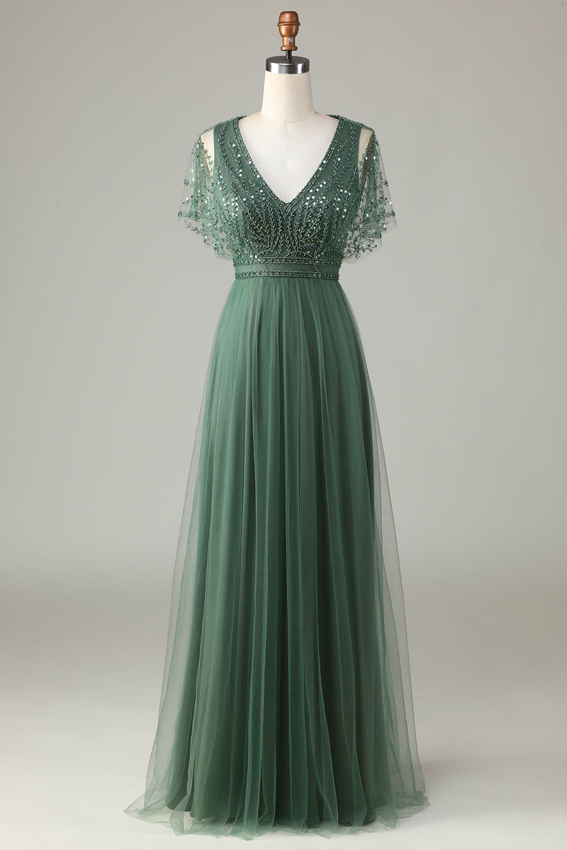 Hellymoon Women Beaded Eucalyptus Bridesmaid Dress with Sequins Tulle A-Line Wedding Guest Dress hellymoonuk Hellymoon Women Beaded Eucalyptus Bridesmaid Dress with Sequins Tulle A-Line Wedding Guest Dress hellymoonuk